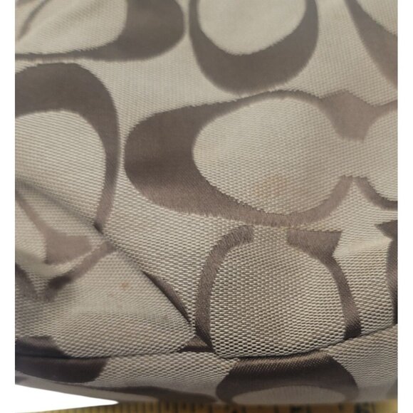 Coach Signature F15068 Canvas Hobo Shoulder Bag Beige & Brown - Picture 10 of 16